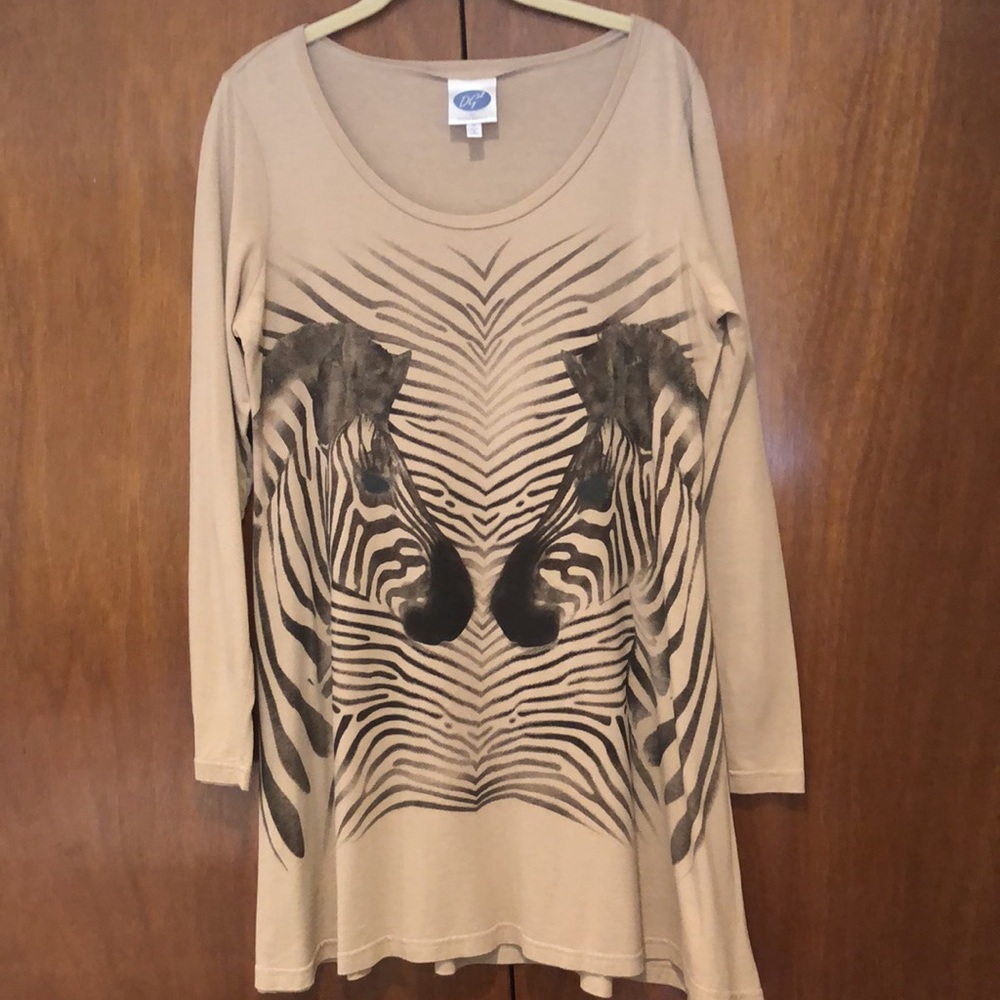 Vintage DG2 by Diane Gilman Tunic – Mirrored Zebras - Excellent Condition